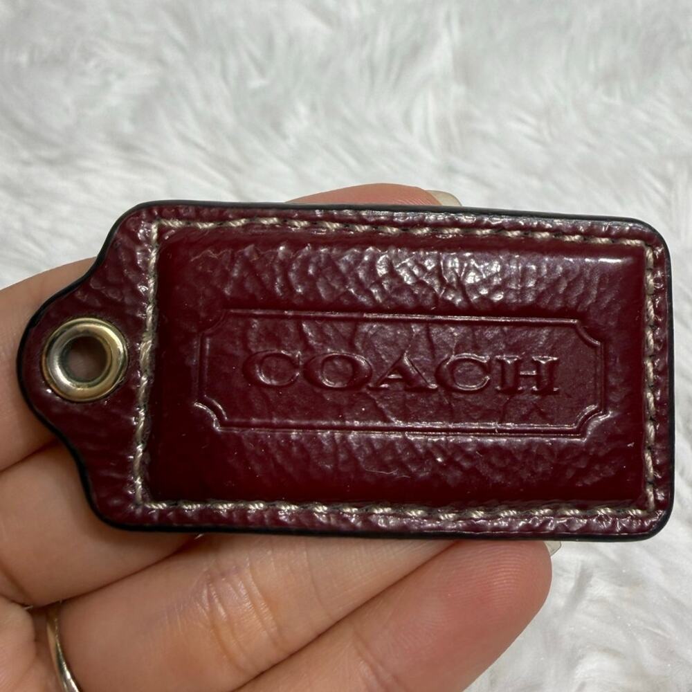 2" COACH Burgundy Fob Bag Charm Hang tag Hangtag